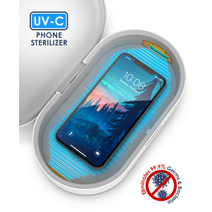 Steliron Phone UV Sanitizer with Wireless Charging, Cellphone Cleaner and Kill Bacteria, Germs and Viruses with USB Charger for iPhone and Android