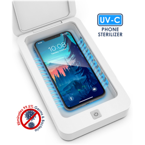 Steliron UV Phone Sanitizer, Portable UV Light Cell Phone Sanitizer to Kill Germs, Bacteria & Viruses with USB Charger for iPhone & Android
